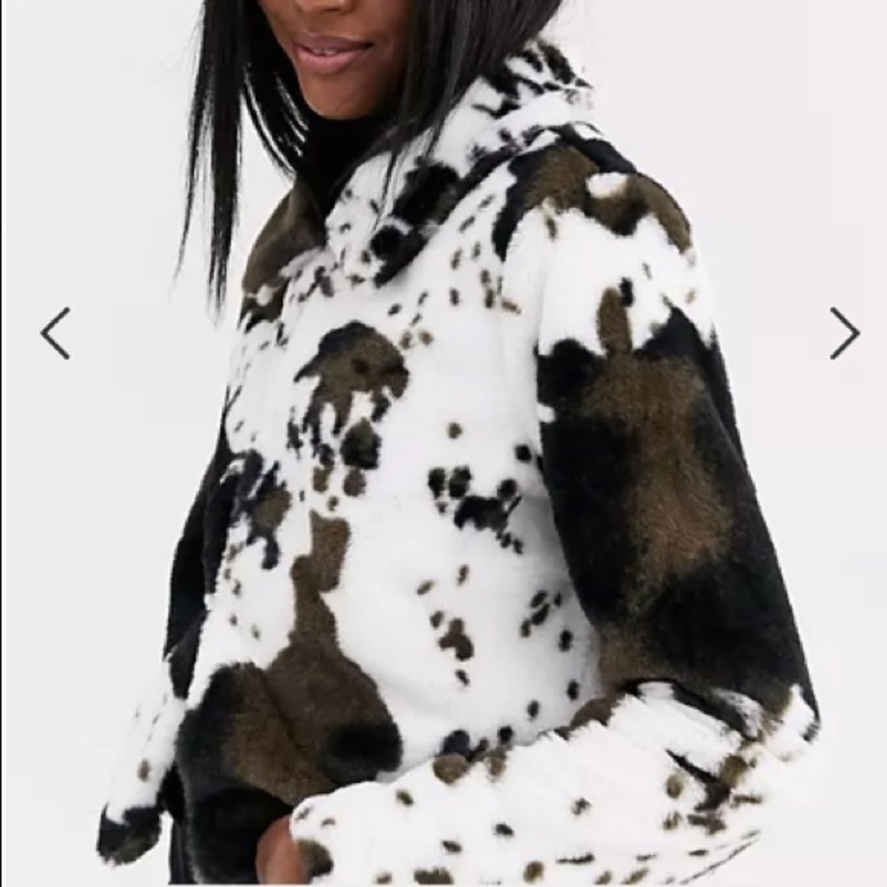 ASOS BRAVE SOUL cow print trucker jacket size Small. Fits a Medium too!